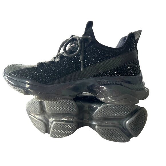 NWOT Steve Madden Maxima-R Black Rhinestone Embellished‎ Sneakers Women's Size 8 - Picture 6 of 16